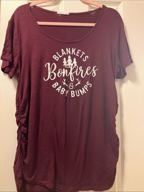 Bonfires & Baby Bumps Short Sleeve Tee - Burgundy